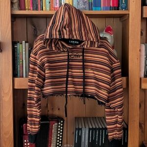 I.AM.GIA Cropped black and orange stripe hoodie